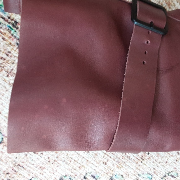 Gorgeous Burgundy Chunky Leather High Heel Statement Boots Made in Brazil Size 6 - Picture 6 of 12